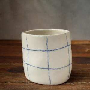Taza sin asa ONDAS - Cuadrícula, Azul